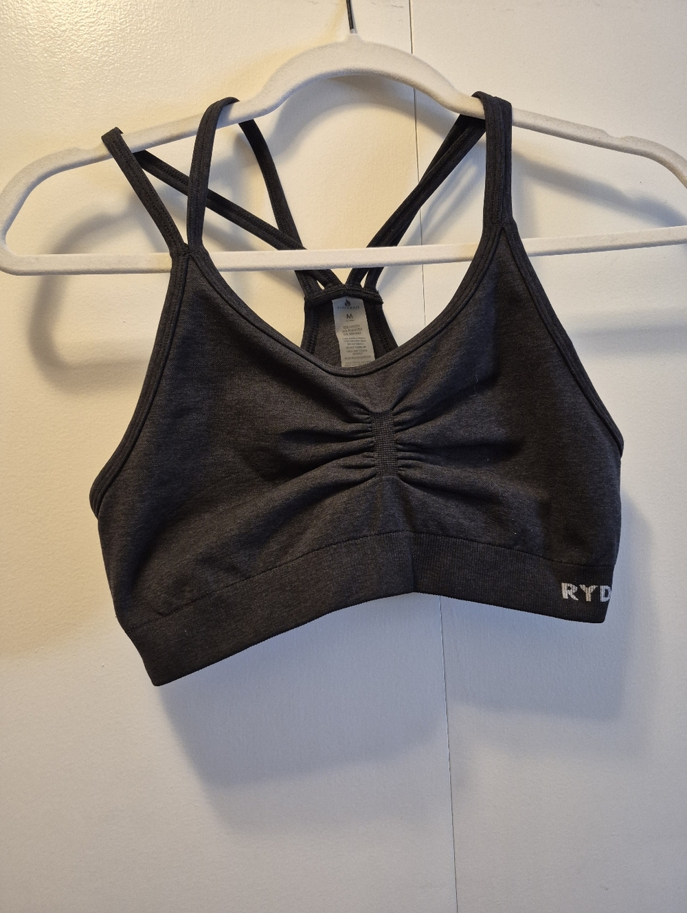 Women's Dark Gray Strappy Sports Bra